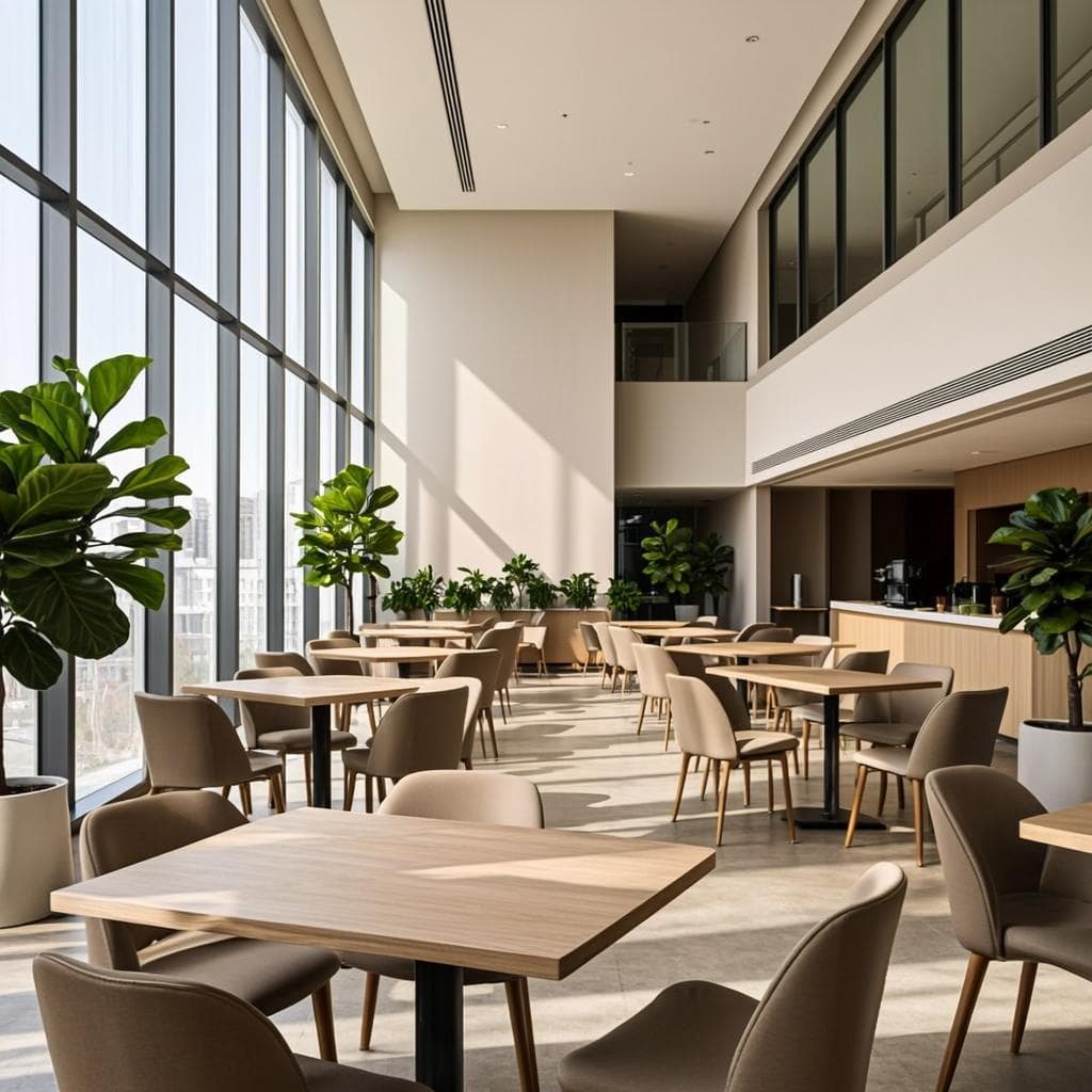 Salle commune et lounge de copropriété nettoyés par Bleu-Ménage